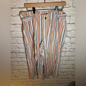 Seven 7 Colorful Stripes Linen Blend Wide Leg Cropped Pants women’s size 12